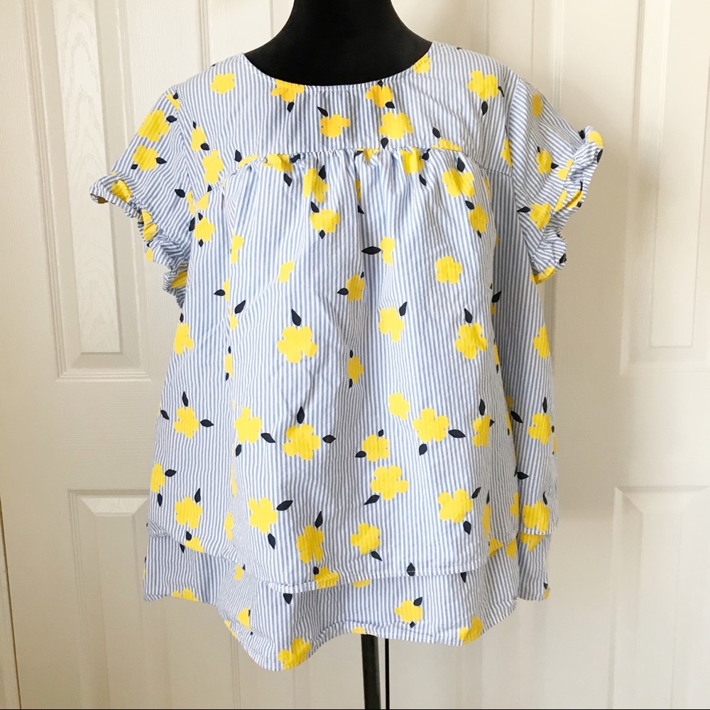 Crown & Ivy Stripe Floral Blouse Size 3X